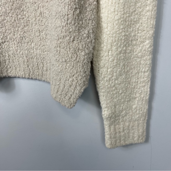 Rag & Bone Knit Davis Color Block Crew Wool Teddy Sweater XS Ivory Gray Tan - Picture 9 of 16